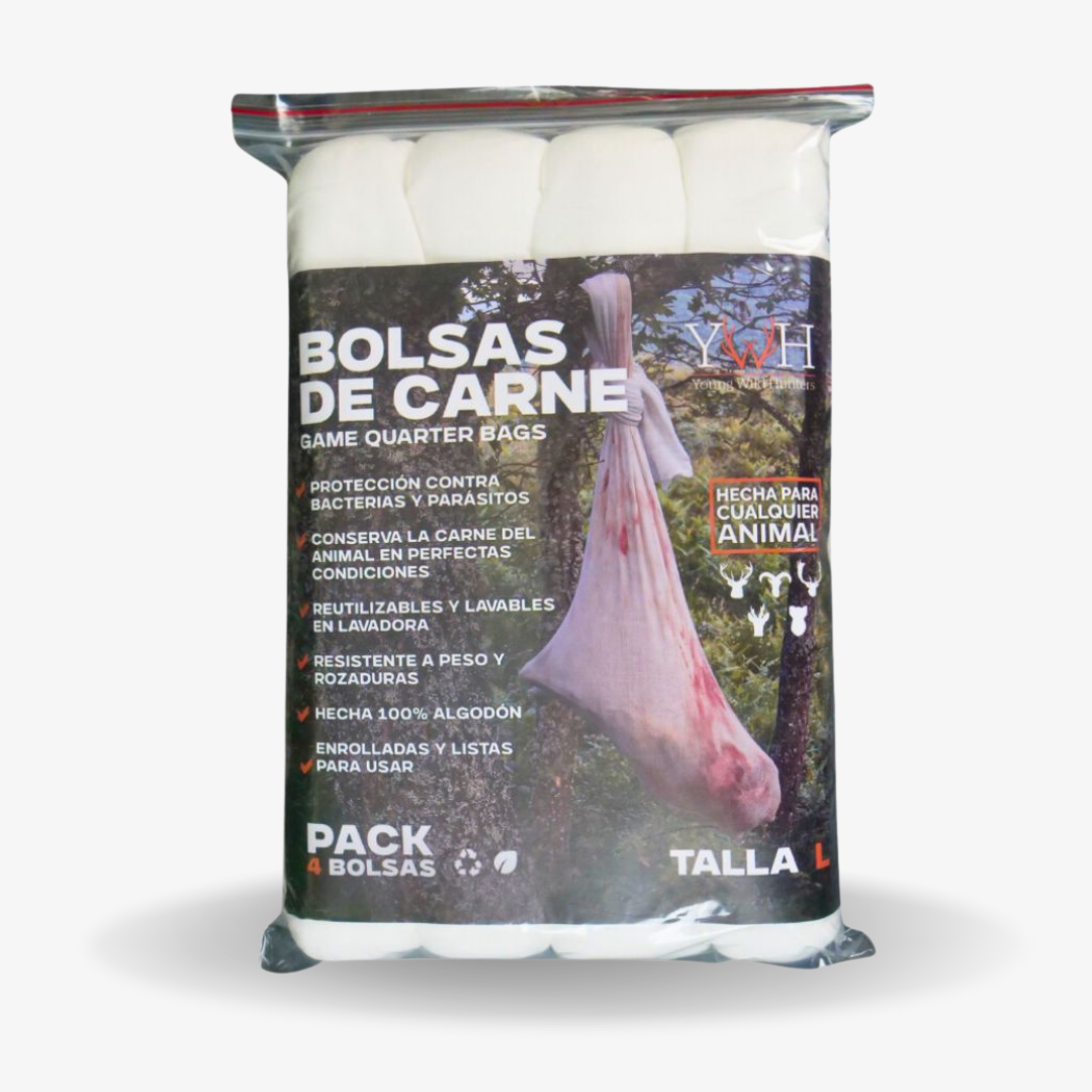 Pack Cazador - 4 Bolsas de Carne + Afilador + Correa de Arrastre + Cartulina de Despiece + Gorra